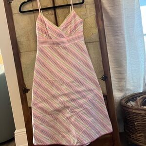 Striped Pink and Green Dress J. Crew